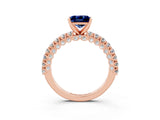 Rose gold Princess Cut Diamond Pavé Band Solitaire Ring with Prong Setting_3