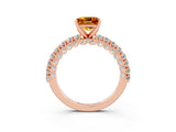 Rose gold Princess Cut Diamond Pavé Band Solitaire Ring with Prong Setting_3