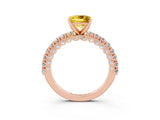 Rose gold Princess Cut Diamond Pavé Band Solitaire Ring with Prong Setting_3