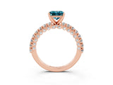Rose gold Princess Cut Diamond Pavé Band Solitaire Ring with Prong Setting_3