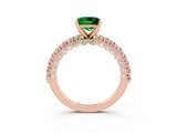 Rose gold Princess Cut Diamond Pavé Band Solitaire Ring with Prong Setting_3