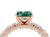 Rose gold Princess Cut Diamond Pavé Band Solitaire Ring with Prong Setting_4