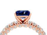 Rose gold Princess Cut Diamond Pavé Band Solitaire Ring with Prong Setting_4