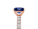 Rose gold Princess Cut Diamond Pavé Band Solitaire Ring with Prong Setting_5