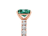 Rose gold Princess Cut Diamond Pavé Band Solitaire Ring with Prong Setting_5