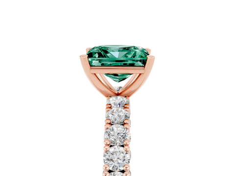 Rose gold Princess Cut Diamond Pavé Band Solitaire Ring with Prong Setting_5
