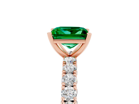 Rose gold Princess Cut Diamond Pavé Band Solitaire Ring with Prong Setting_5