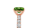 Rose gold Princess Cut Diamond Pavé Band Solitaire Ring with Prong Setting_5