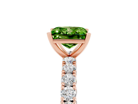 Rose gold Princess Cut Diamond Pavé Band Solitaire Ring with Prong Setting_5