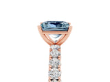 Rose gold Princess Cut Diamond Pavé Band Solitaire Ring with Prong Setting_5