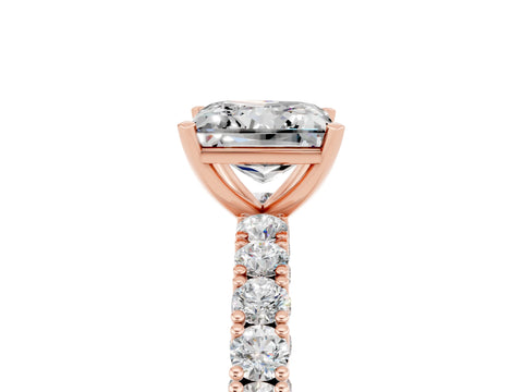 Rose gold Princess Cut Diamond Pavé Band Solitaire Ring with Prong Setting_5