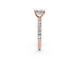 Rose gold Princess Cut Diamond Pavé Band Solitaire Ring with Prong Setting_66