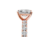 Rose gold Princess Cut Diamond Pavé Band Solitaire Ring with Prong Setting_69