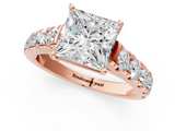 Rose gold Princess Cut Diamond Pavé Band Solitaire with Four-Prong Setting_25