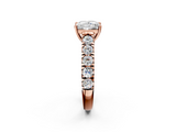 Rose gold Princess Cut Diamond Pavé Band Solitaire with Four-Prong Setting_26