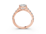 Rose gold Princess Cut Diamond Pavé Band Solitaire with Four-Prong Setting_27