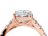 Rose gold Princess Cut Diamond Pavé Band Solitaire with Four-Prong Setting_28