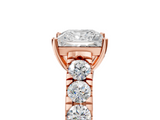 Rose gold Princess Cut Diamond Pavé Band Solitaire with Four-Prong Setting_29