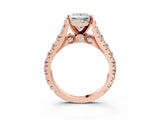 Rose gold Princess Cut Diamond Pavé Band Solitaire with Four-Prong Setting_43