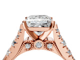 Rose gold Princess Cut Diamond Pavé Band Solitaire with Four-Prong Setting_44