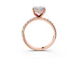 Rose gold Princess Cut Diamond Pavé Band Solitaire with Four-Prong Setting_6