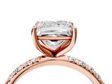 Rose gold Princess Cut Diamond Pavé Band Solitaire with Four-Prong Setting_7