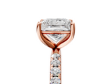 Rose gold Princess Cut Diamond Pavé Band Solitaire with Four-Prong Setting_8