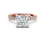 Rose gold Princess Cut Diamond Pavé Band with Four-Prong Setting_51