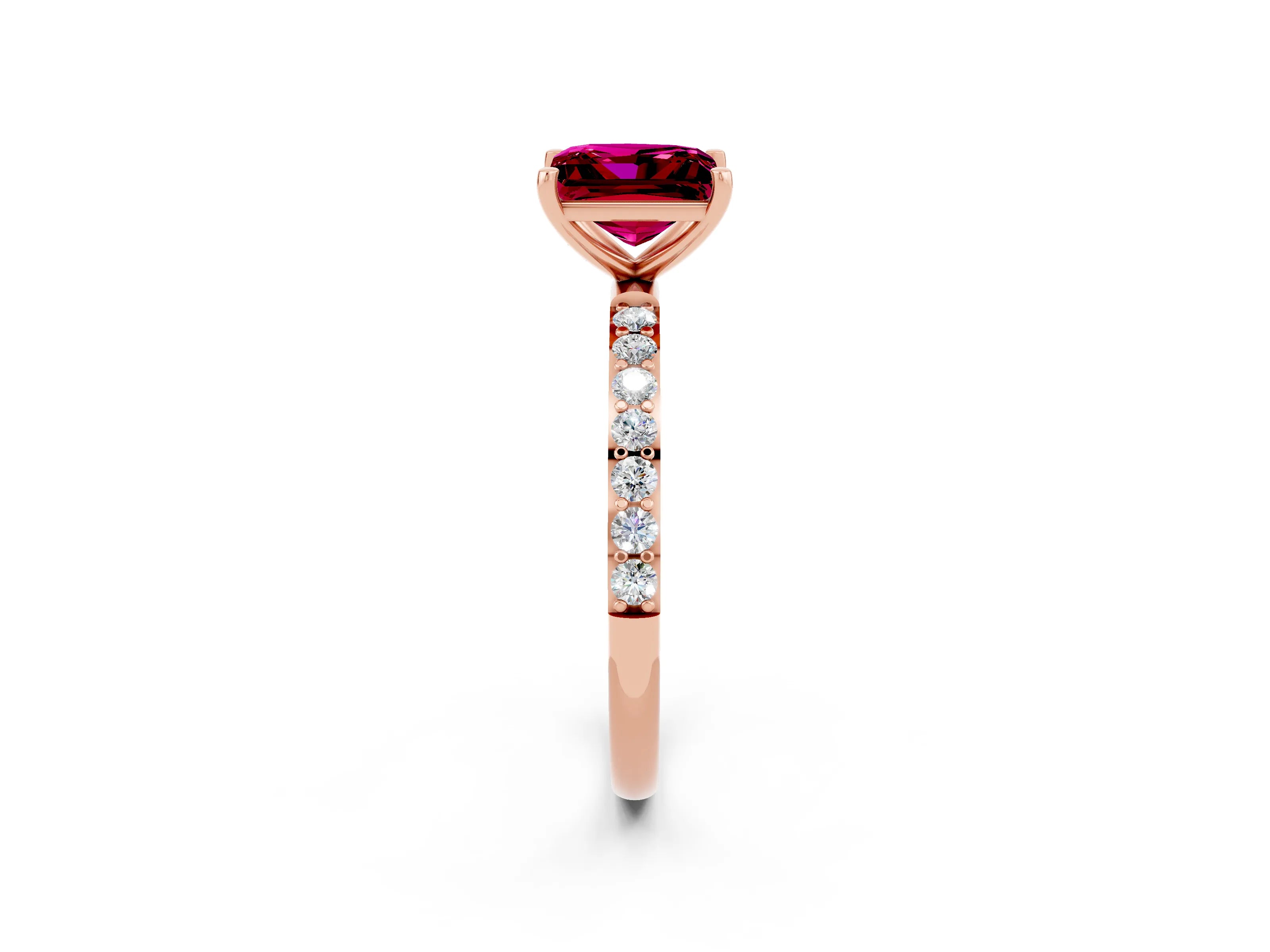 Rose gold Princess Cut Diamond Pavé Band with Six-Prong Setting_2