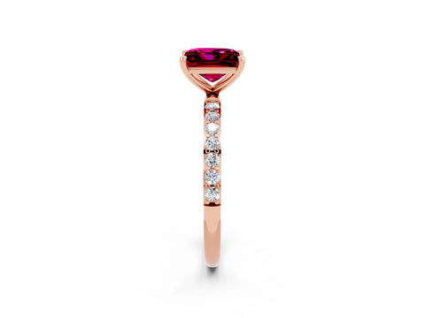 Rose gold Princess Cut Diamond Pavé Band with Six-Prong Setting_2