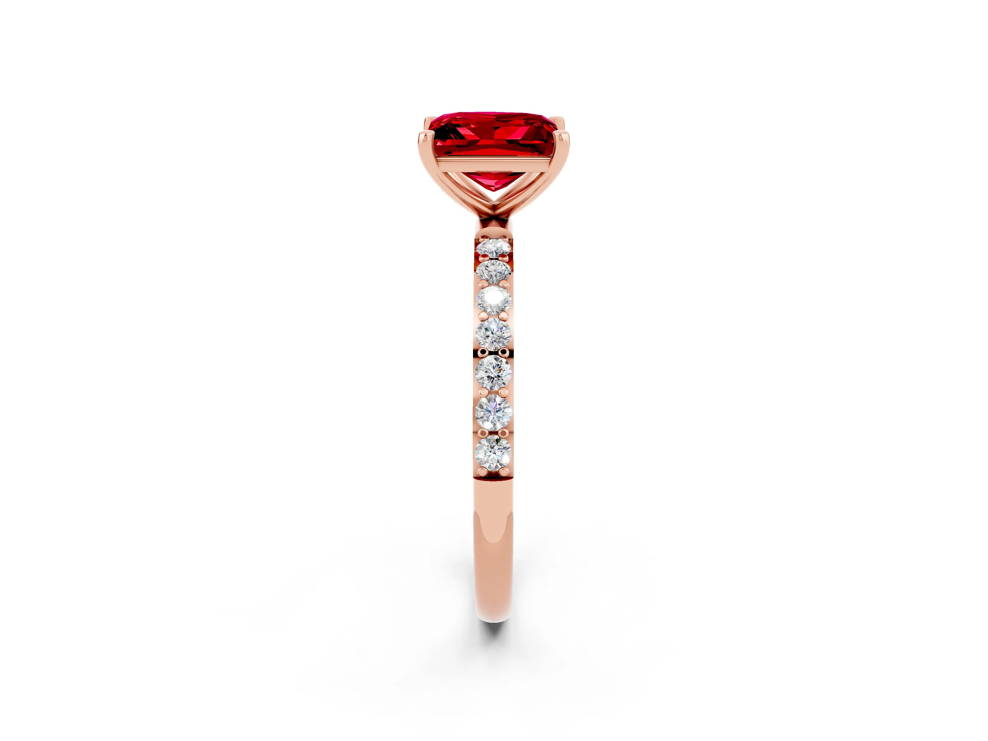 Rose gold Princess Cut Diamond Pavé Band with Six-Prong Setting_2