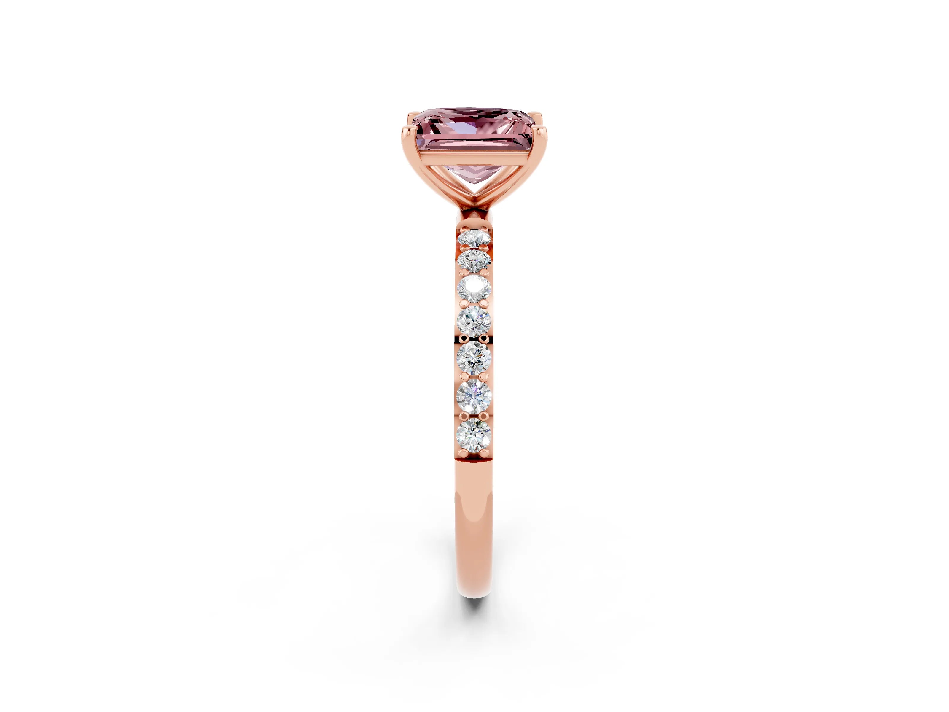 Rose gold Princess Cut Diamond Pavé Band with Six-Prong Setting_2