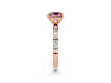 Rose gold Princess Cut Diamond Pavé Band with Six-Prong Setting_2