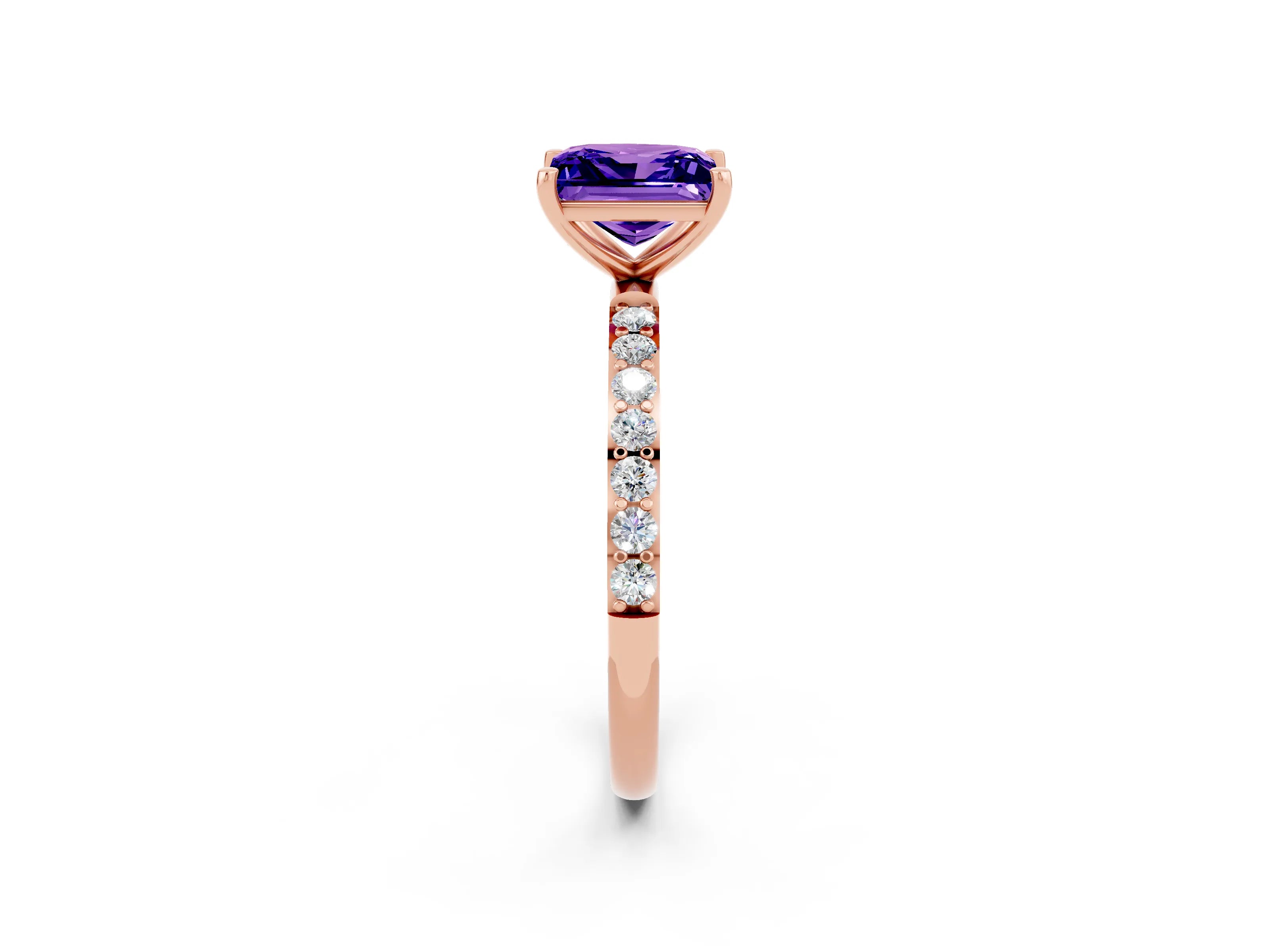 Rose gold Princess Cut Diamond Pavé Band with Six-Prong Setting_2