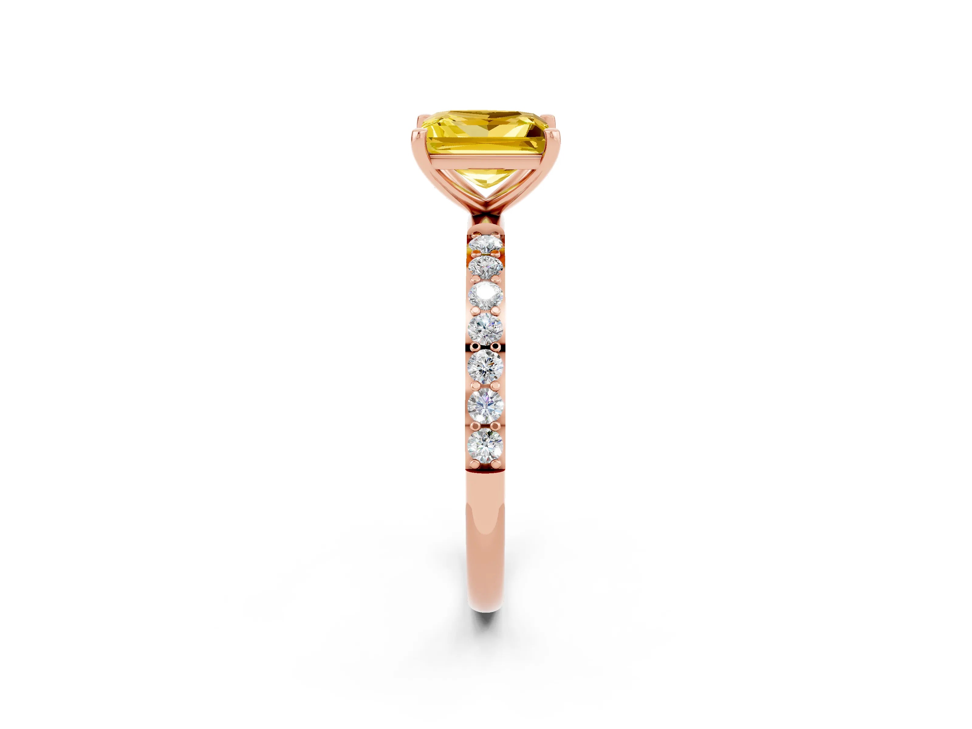 Rose gold Princess Cut Diamond Pavé Band with Six-Prong Setting_2
