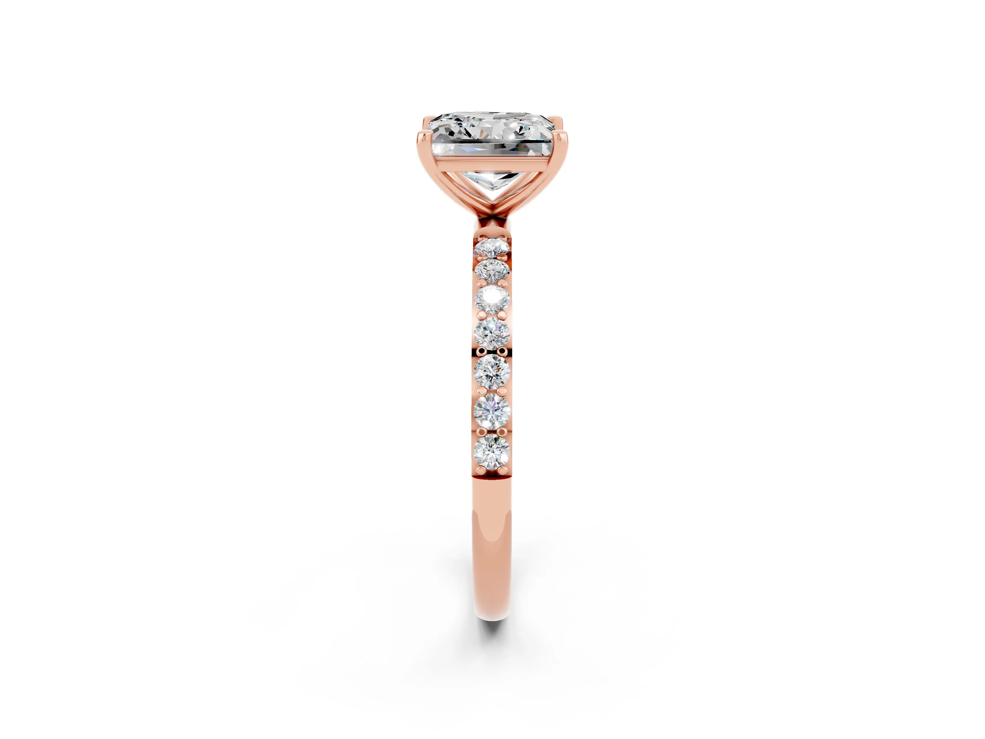 Rose gold Princess Cut Diamond Pavé Band with Six-Prong Setting_2