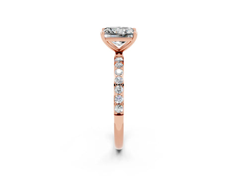 Rose gold Princess Cut Diamond Pavé Band with Six-Prong Setting_2
