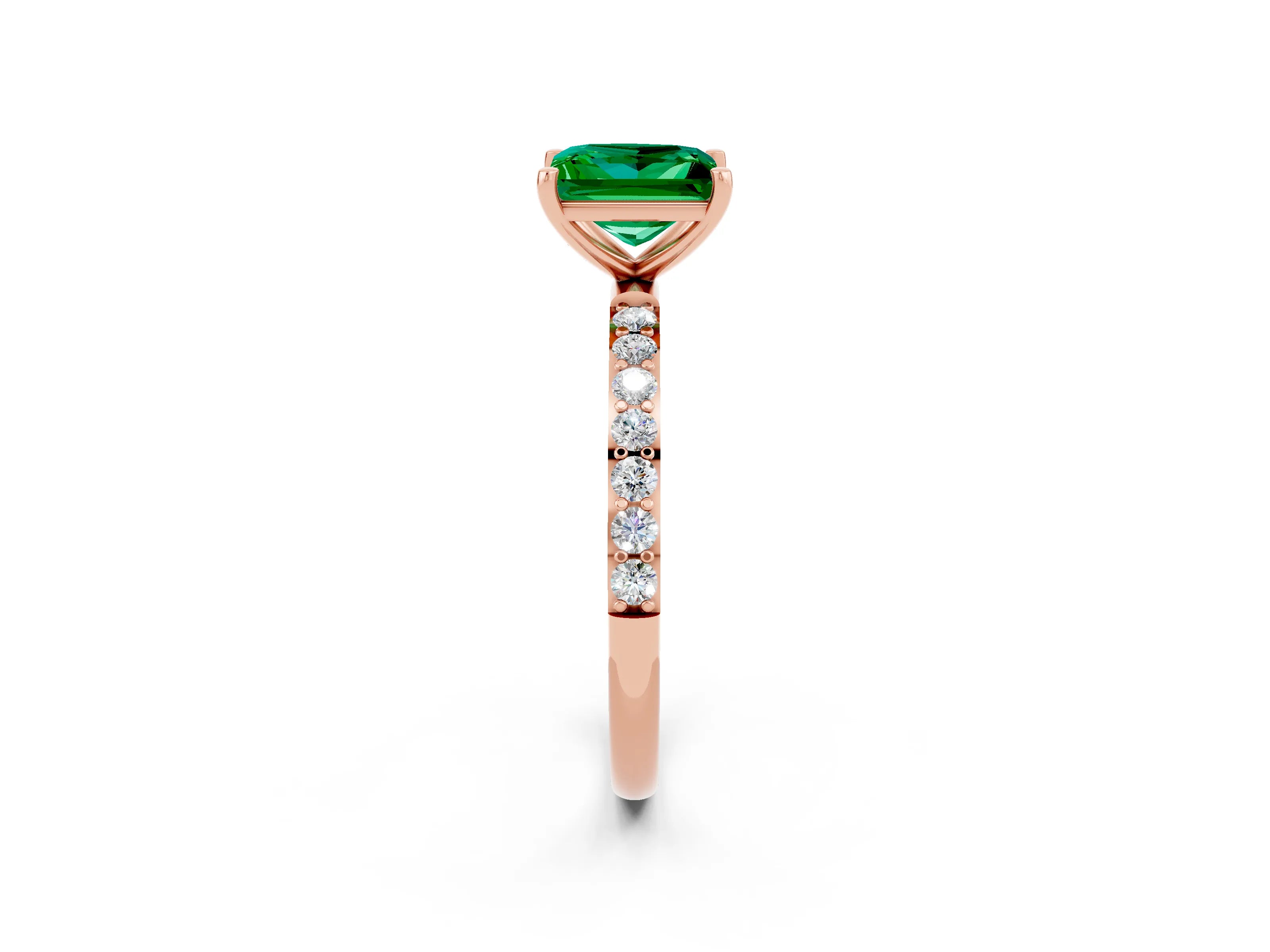 Rose gold Princess Cut Diamond Pavé Band with Six-Prong Setting_2