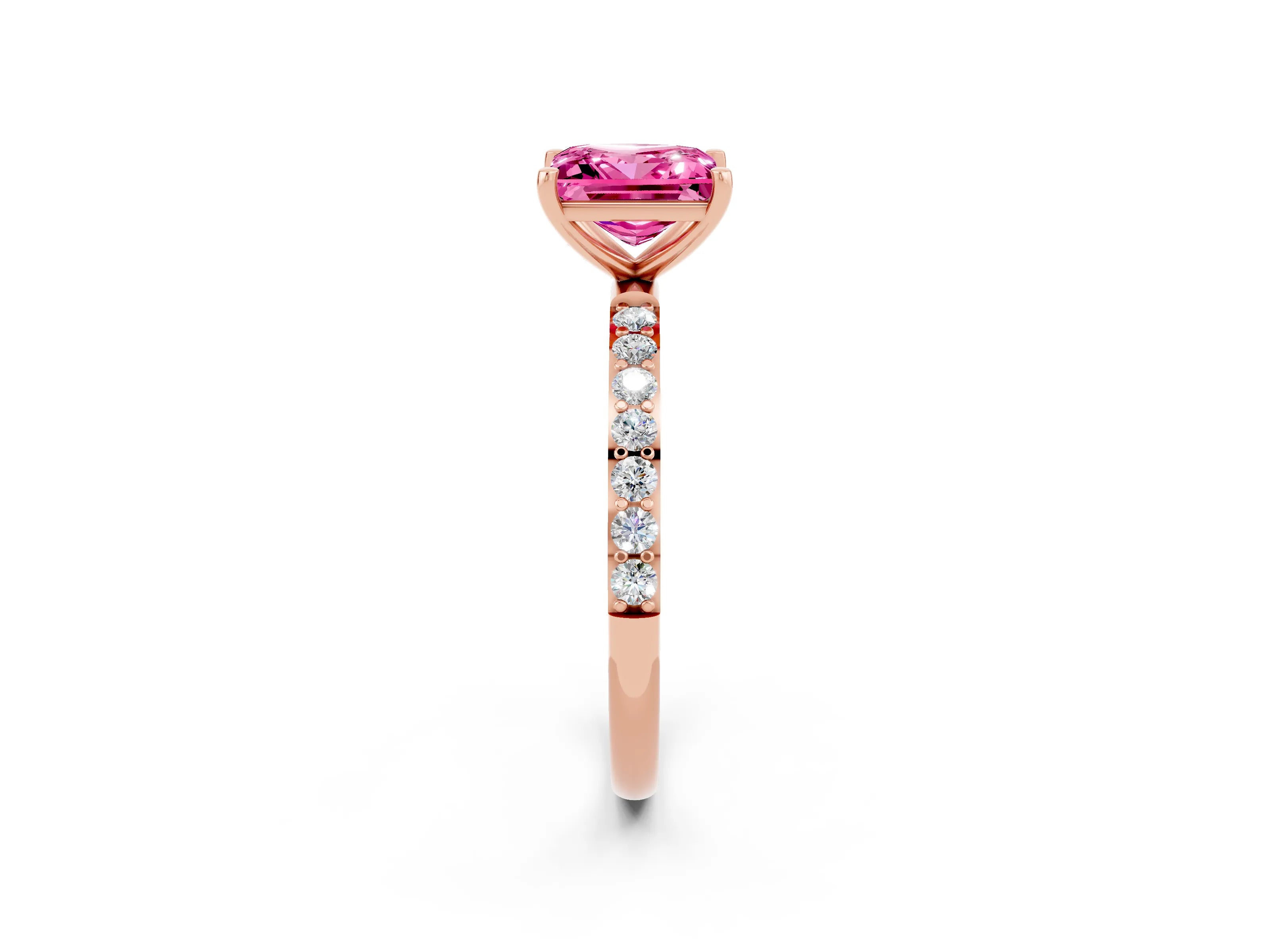 Rose gold Princess Cut Diamond Pavé Band with Six-Prong Setting_2
