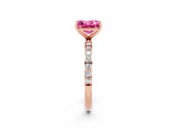 Rose gold Princess Cut Diamond Pavé Band with Six-Prong Setting_2
