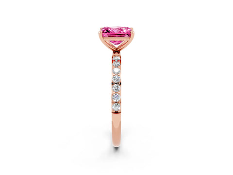 Rose gold Princess Cut Diamond Pavé Band with Six-Prong Setting_2