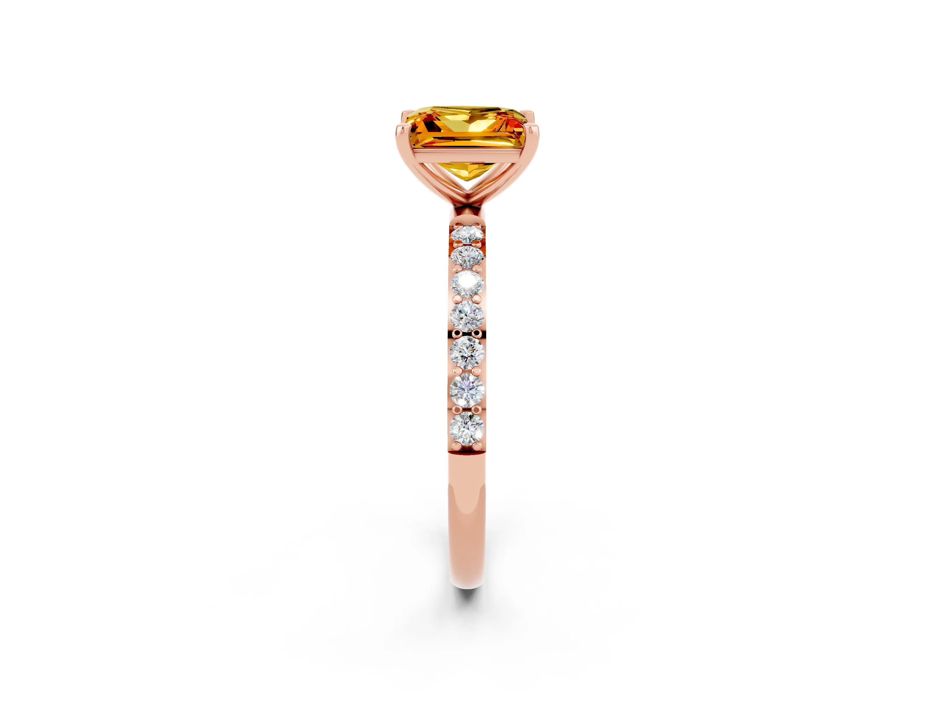 Rose gold Princess Cut Diamond Pavé Band with Six-Prong Setting_2