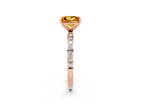Rose gold Princess Cut Diamond Pavé Band with Six-Prong Setting_2