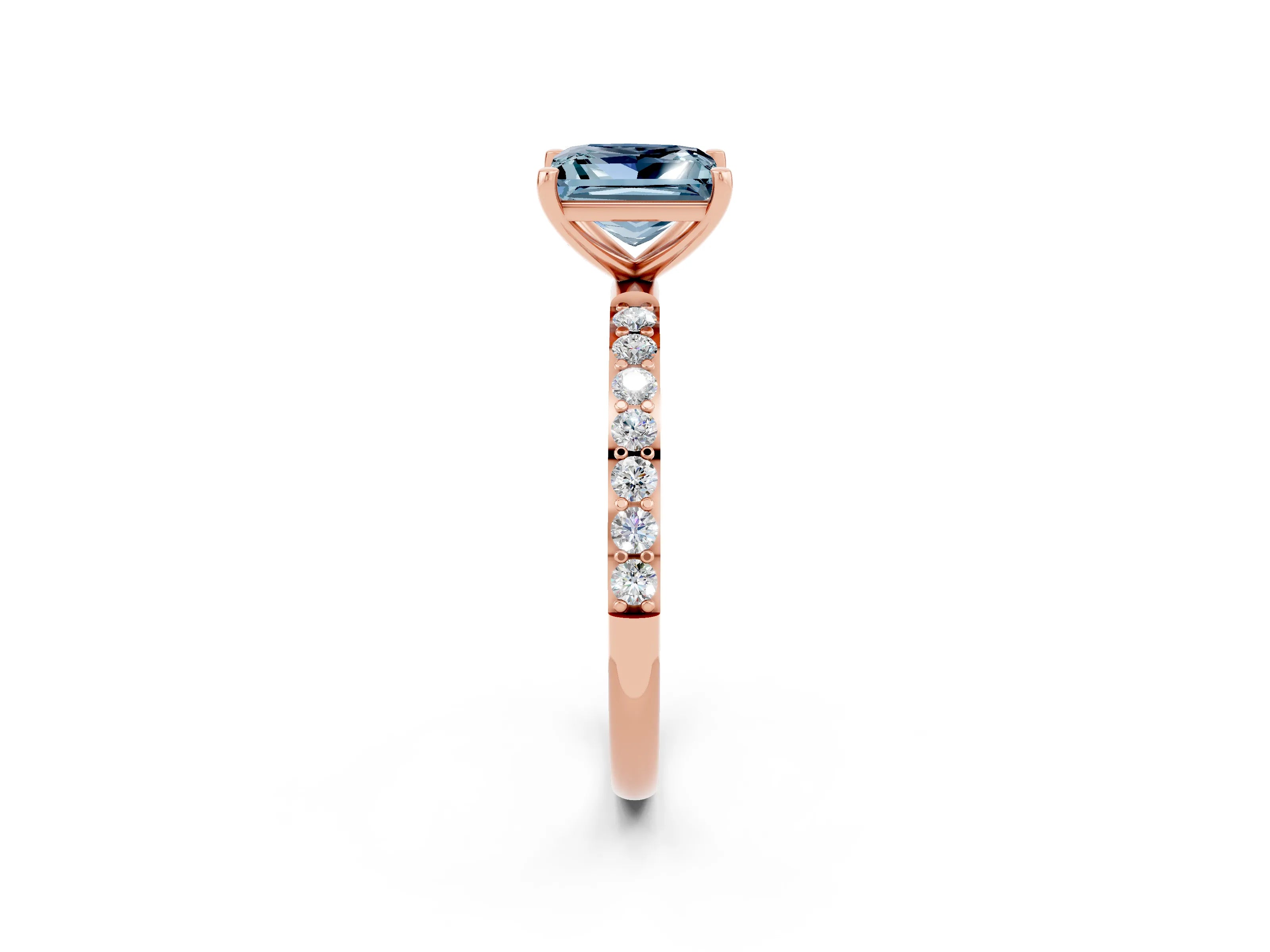 Rose gold Princess Cut Diamond Pavé Band with Six-Prong Setting_2