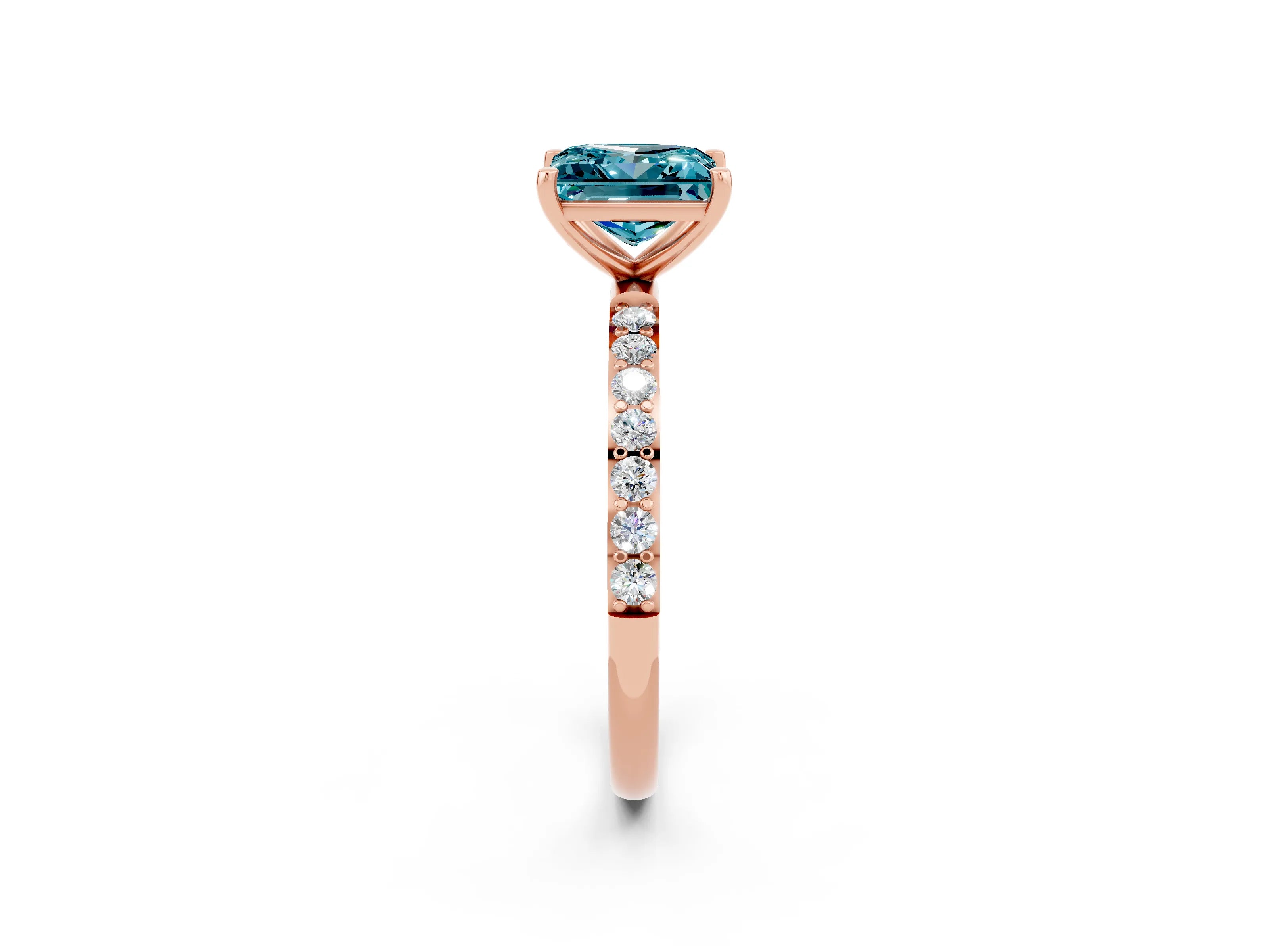 Rose gold Princess Cut Diamond Pavé Band with Six-Prong Setting_2