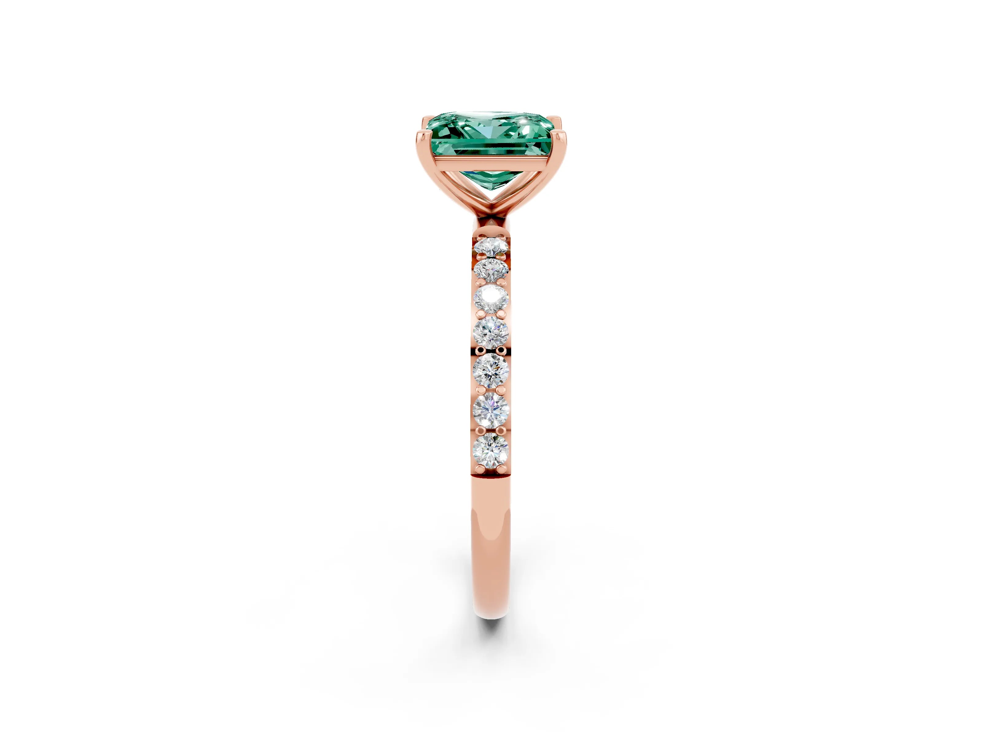 Rose gold Princess Cut Diamond Pavé Band with Six-Prong Setting_2