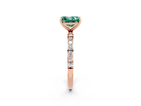 Rose gold Princess Cut Diamond Pavé Band with Six-Prong Setting_2