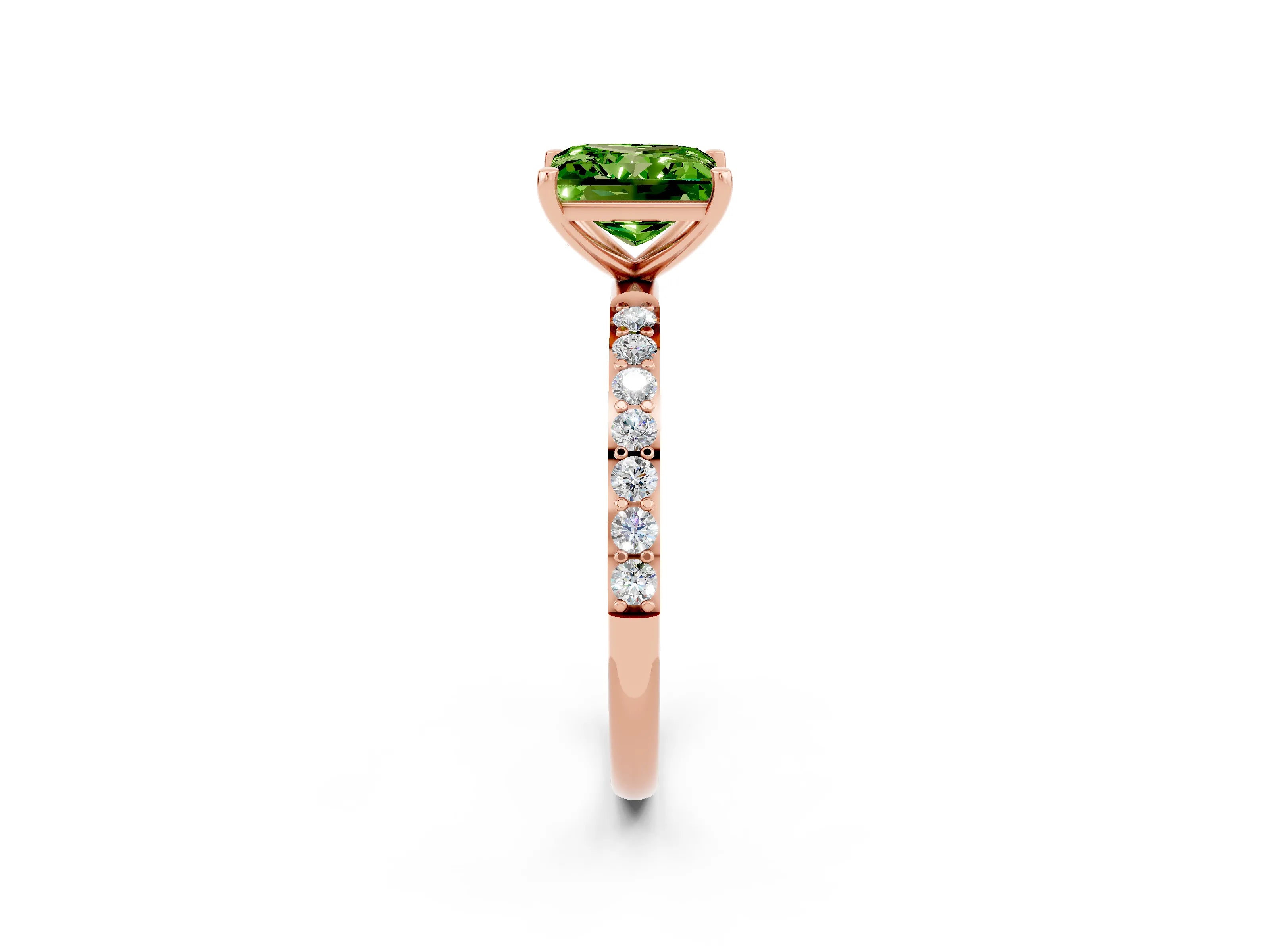 Rose gold Princess Cut Diamond Pavé Band with Six-Prong Setting_2
