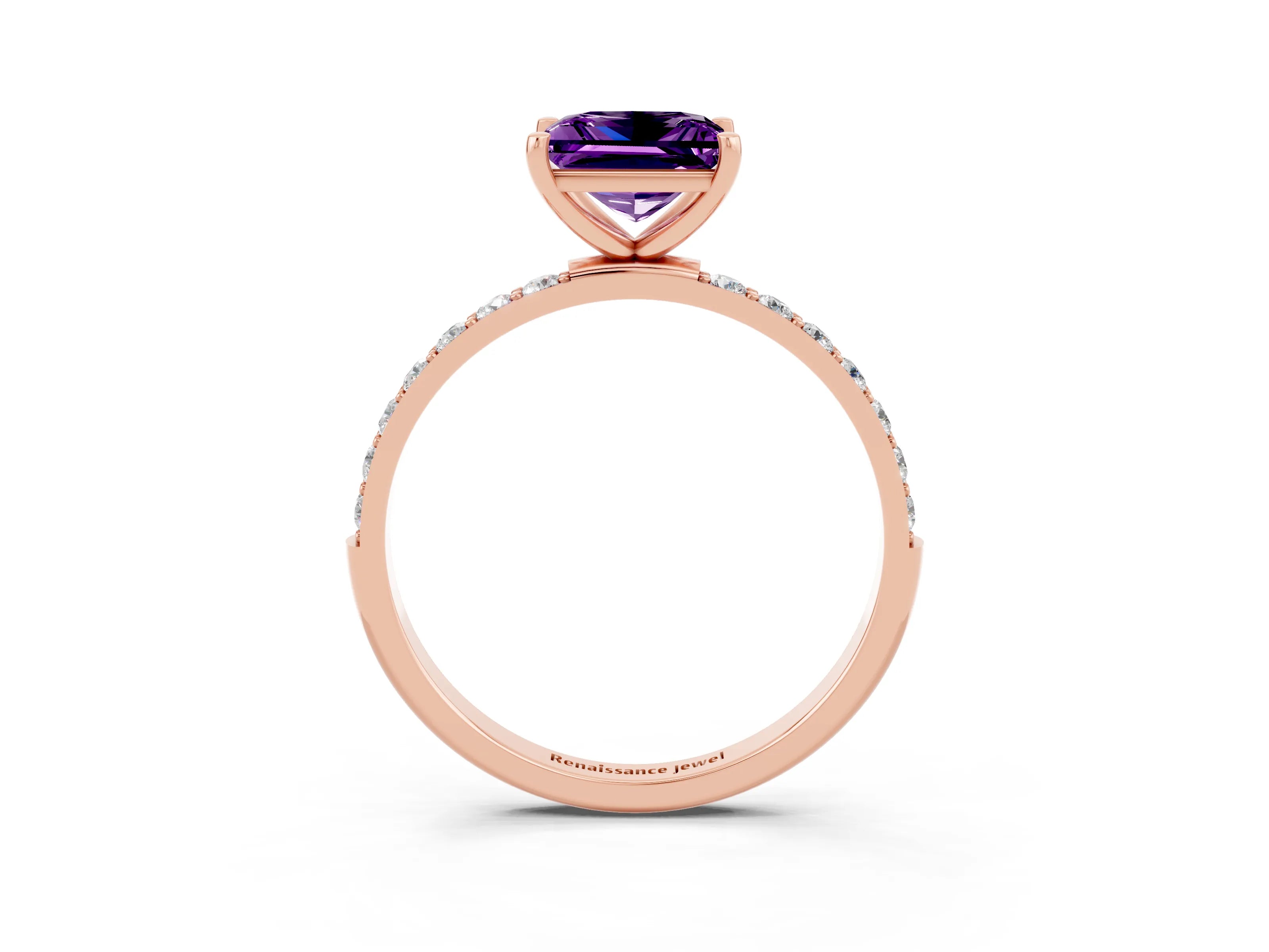 Rose gold Princess Cut Diamond Pavé Band with Six-Prong Setting_3