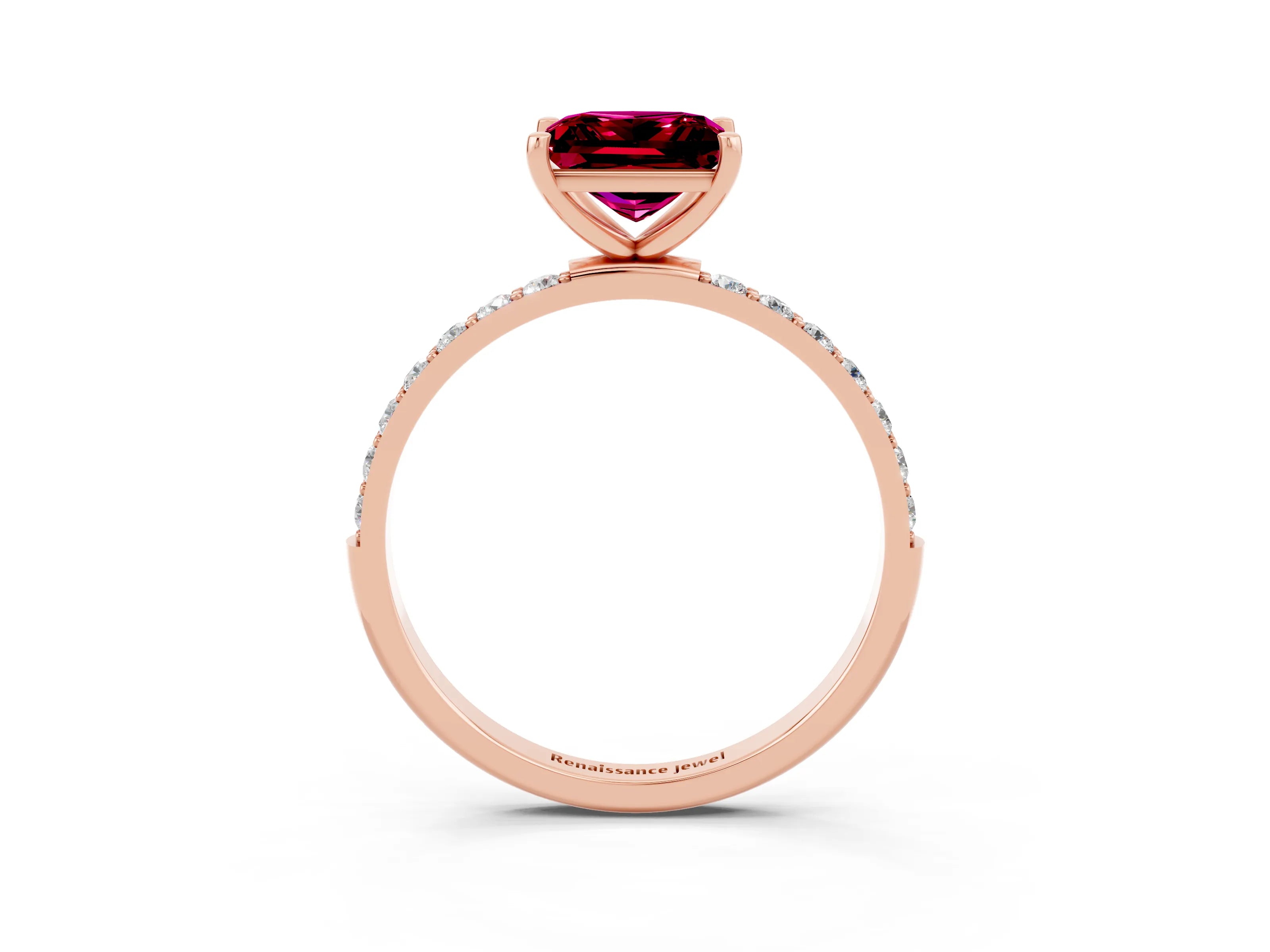 Rose gold Princess Cut Diamond Pavé Band with Six-Prong Setting_3